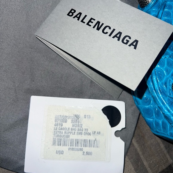Balenciaga blue croc Le Cajole xs with chain wallet & mirror - Picture 2 of 5